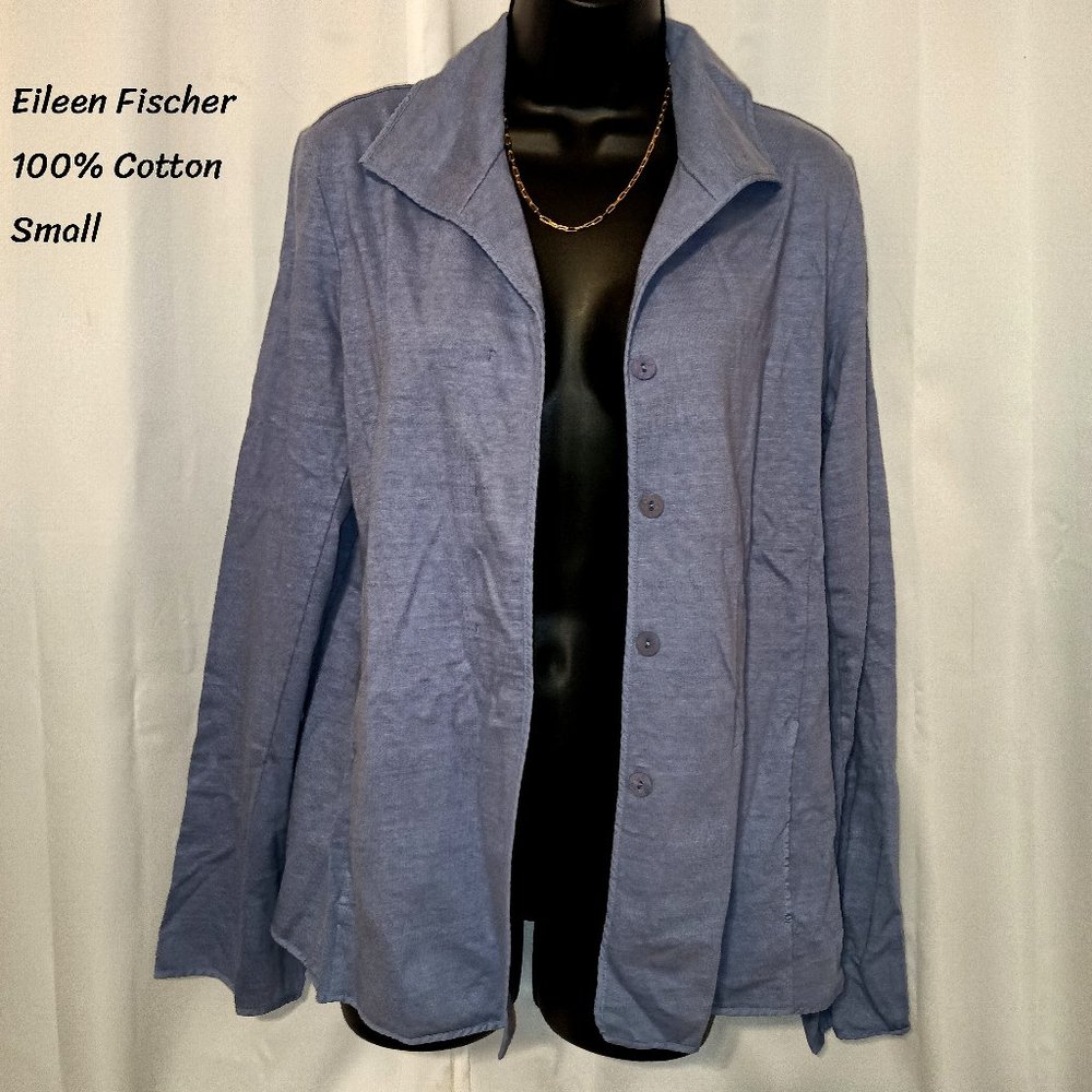 Eileen Fischer blue purple soft cotton jacket
